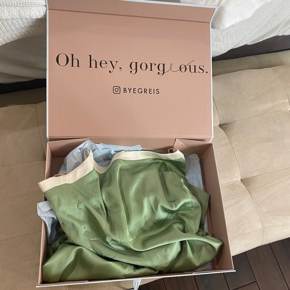 Sage silk midi dress - By Greis(not my business )